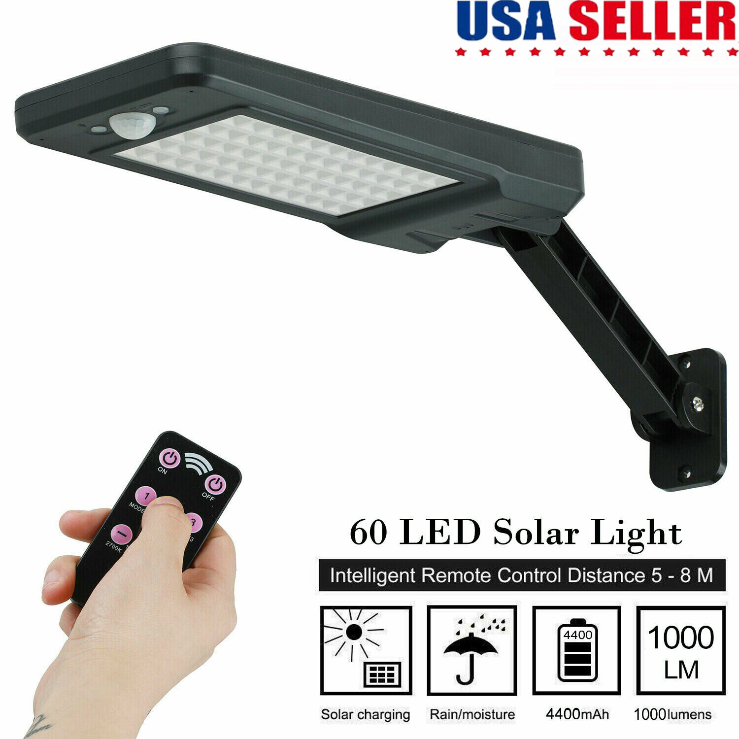 Pool Light Solar Rechargeable - مصباح حائط يعمل بالطاقة الشمسية، 60