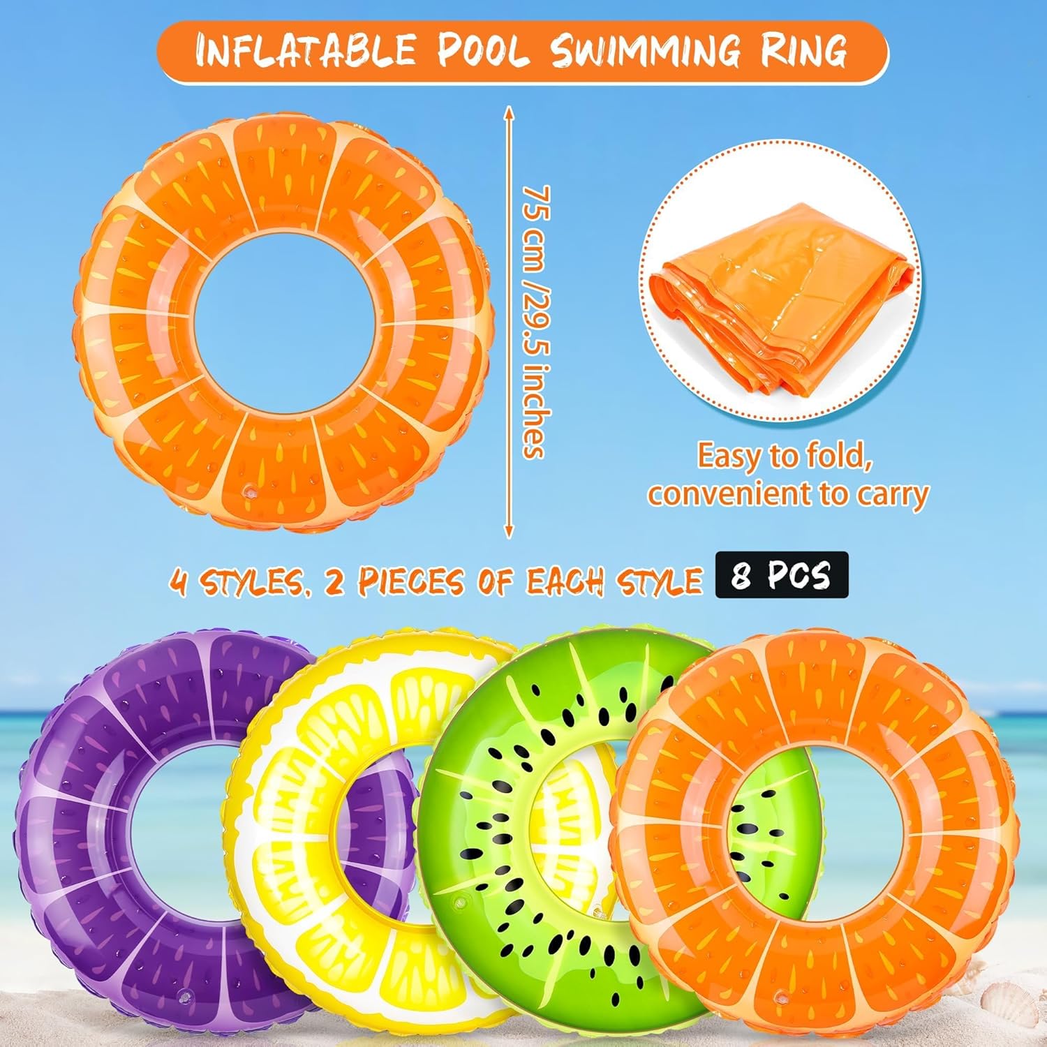 مجموعة من 8 حلقات حمام السباحة - مراجعة Pool Float Ring Inflatable وسعره