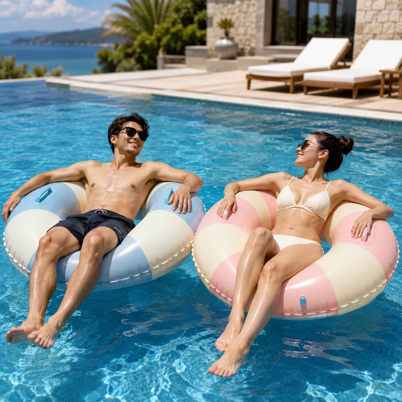 حلقة سباحة قابلة للنفخ مع مقاب - مراجعة Pool Float Ring Inflatable وسعره