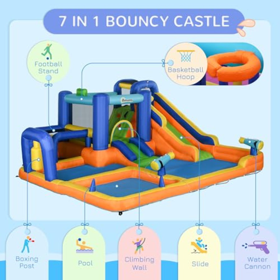 زحليقة مائية قابلة للنفخ 7 في  - مراجعة Water Slide Inflatable وسعره