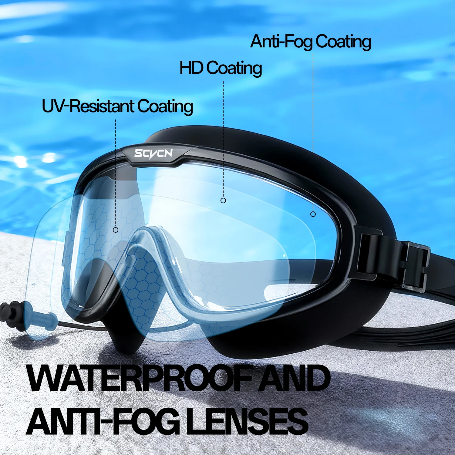 نظارات سباحة احترافية من SCVCN - مراجعة Swim Goggles Anti Fog Uv وسعره