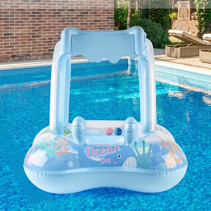 عوامة مسبح قابلة للنفخ مع مظلة - مراجعة Pool Float Ring Inflatable وسعره