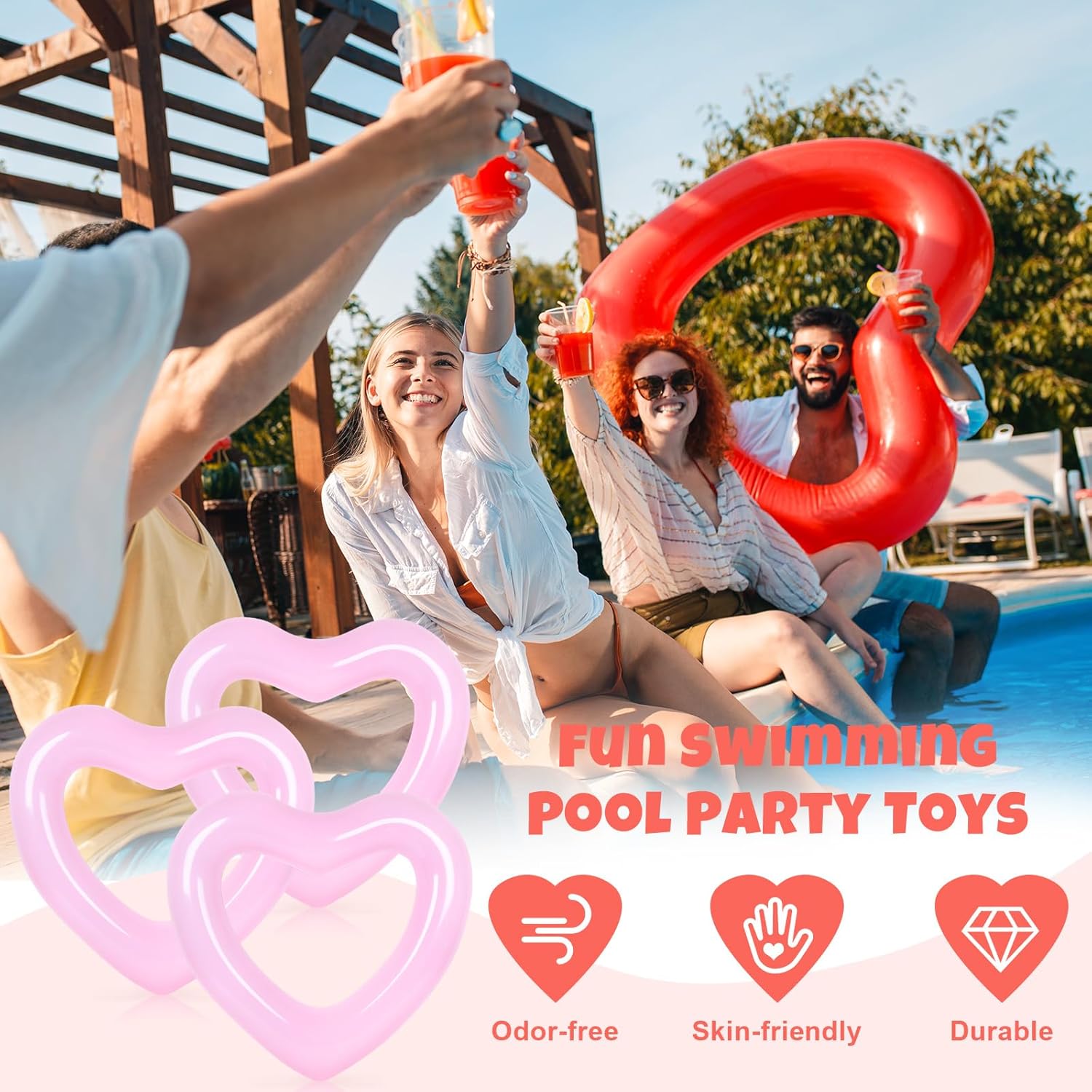 3 قطع من حلقات حمام السباحة ال - مراجعة Pool Float Ring Inflatable وسعره