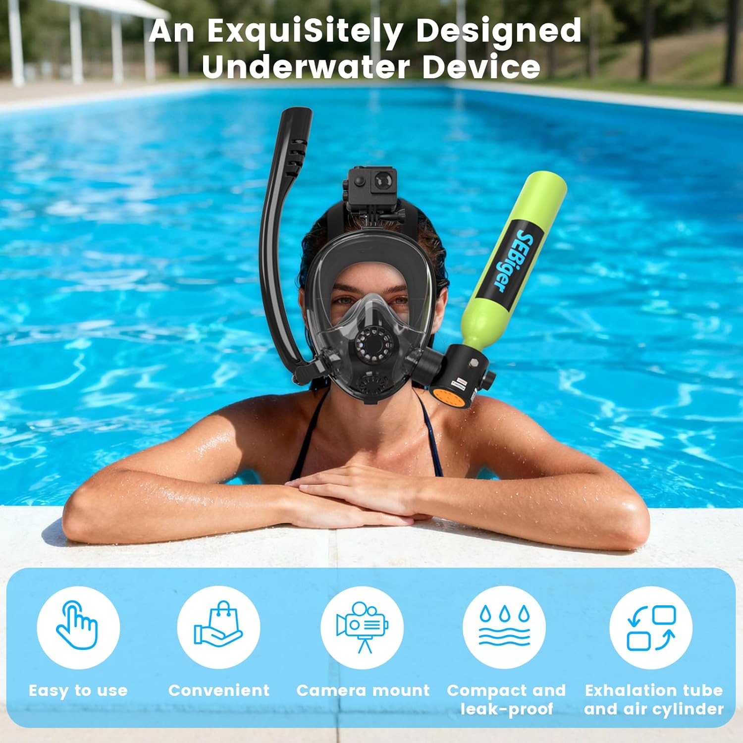 خزان غوص صغير سعة 0.5 لتر مع ق - مراجعة Snorkel Mask Full Face وسعره
