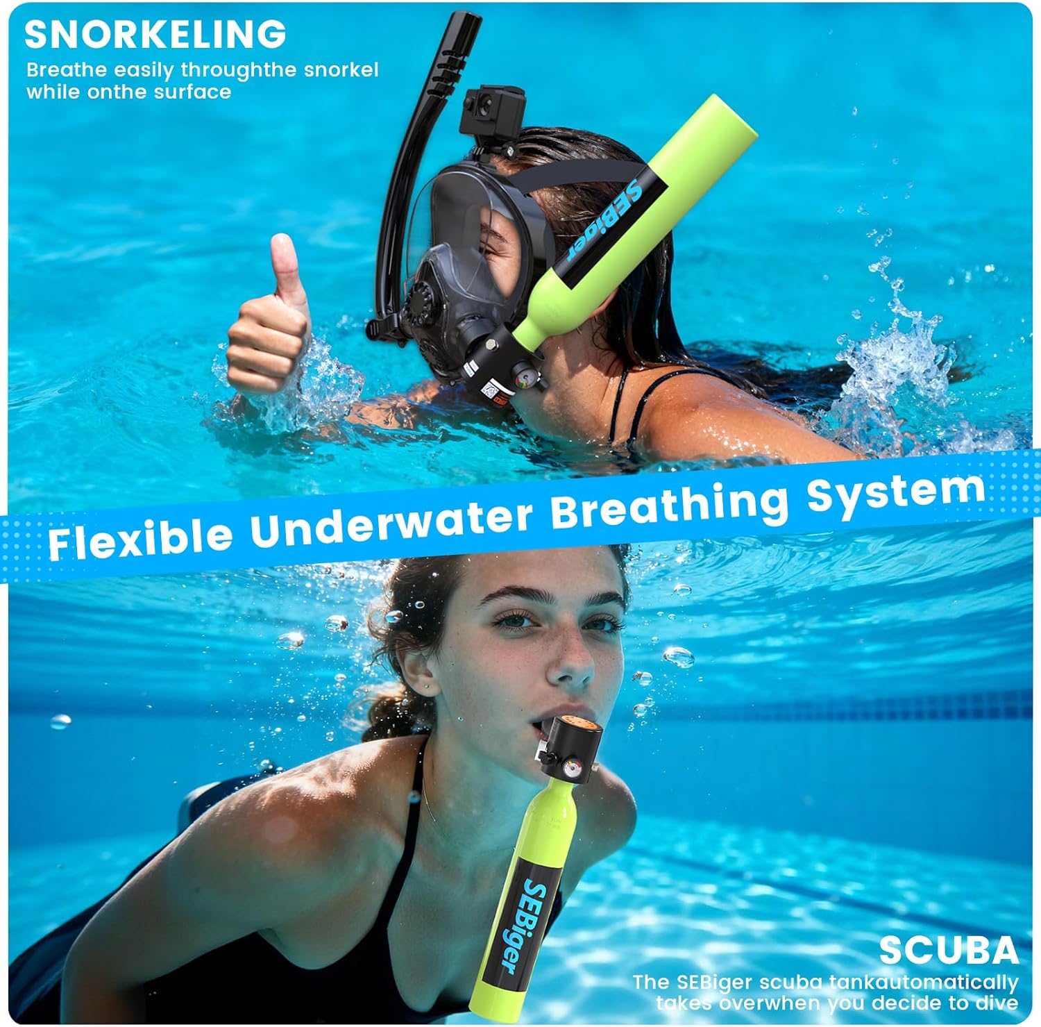 خزان غوص صغير سعة 0.5 لتر مع ق - مراجعة Snorkel Mask Full Face وسعره
